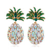 Fashion Creative Fruit Pineapple Inlaid Colorful Diamond  Earrings Wholesale