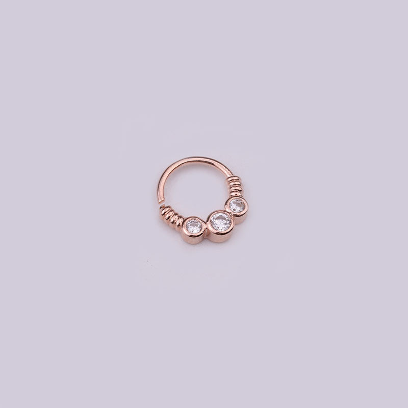 Hot Sale Zircon Nose Ring Micro-inlaid Round Nasal Septum Ear Bone  Wholesale