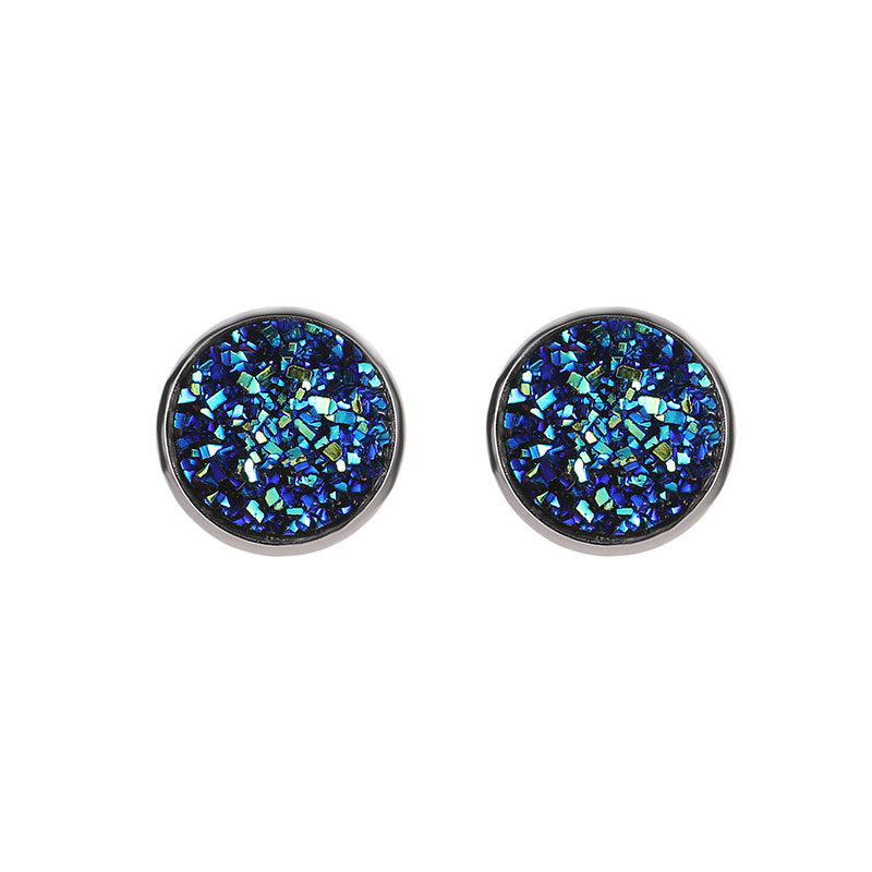 Simple Style Round Stainless Steel Gem Earrings Ear Studs