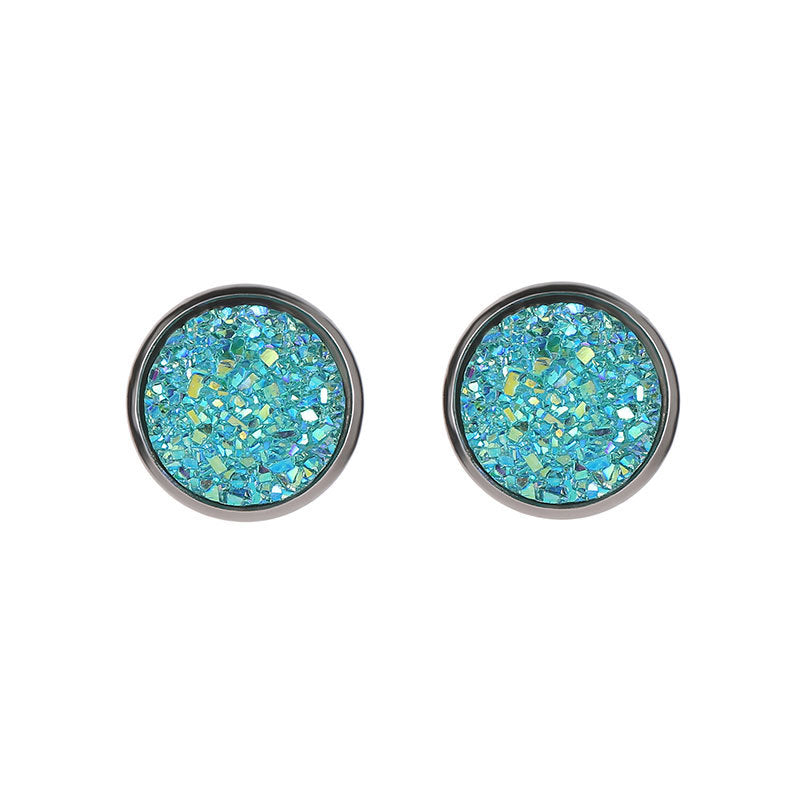 Simple Style Round Stainless Steel Gem Earrings Ear Studs