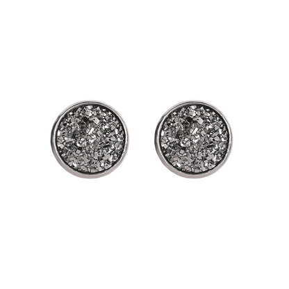 Simple Style Round Stainless Steel Gem Earrings Ear Studs