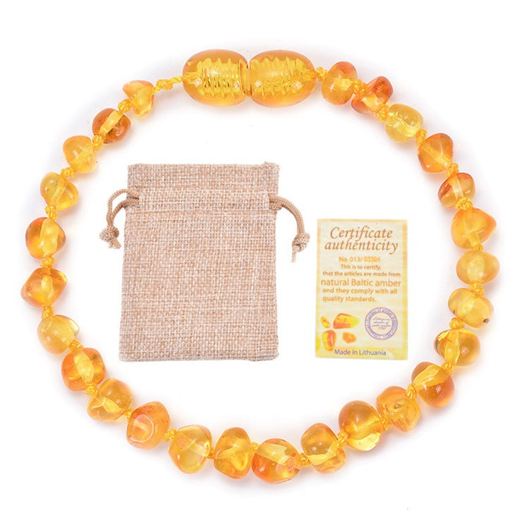 Elegant Solid Color Amber Beaded Bracelets