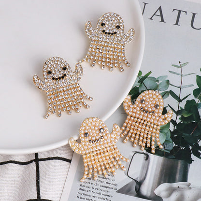 Pearl Earrings Ghost Face Earrings Fashion Earrings Simple Earrings