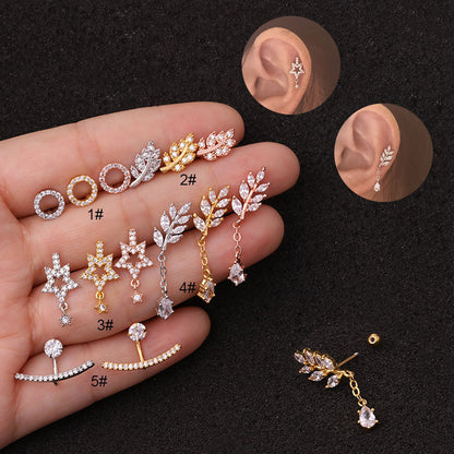 Fashion Stainless Steel Zircon Earrings Screw Pendant Earrings