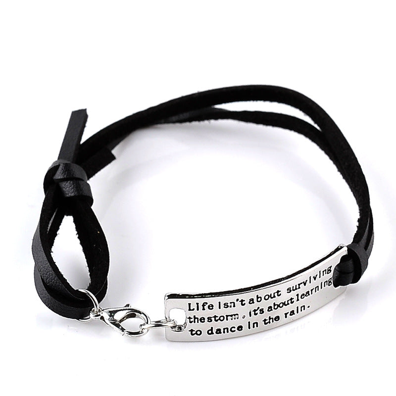 Creative Inspirational Strip Lettering Charming Life Bracelet Wholesale