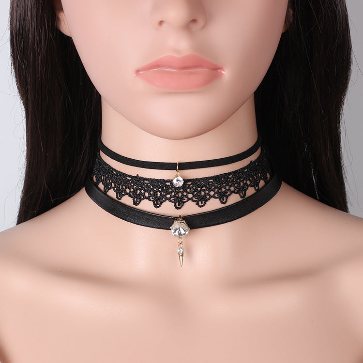 Fashion New Gothic Neckband Choker Collar Lace Necklace Set