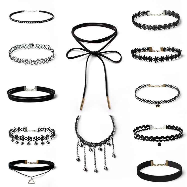 Fashion New Gothic Neckband Choker Collar Lace Necklace Set