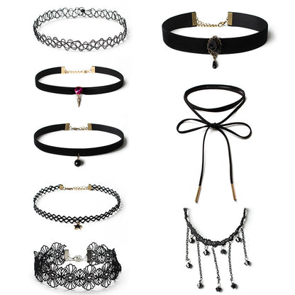 Fashion New Gothic Neckband Choker Collar Lace Necklace Set