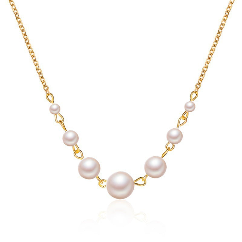 New Fashion 7 Pearl Clavicle Chain Short Wild Size Pearl Necklace For Women