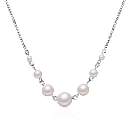 New Fashion 7 Pearl Clavicle Chain Short Wild Size Pearl Necklace For Women