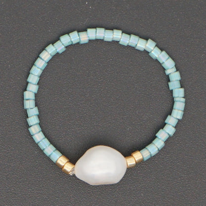 Niche  Freshwater Rice Beads Handmade Pearl Ring