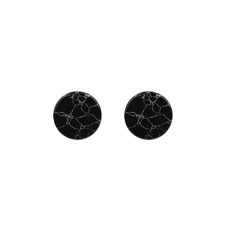 New Korean Simple Marble Black  White Turquoise Wild Round Triangle Earrings For Women