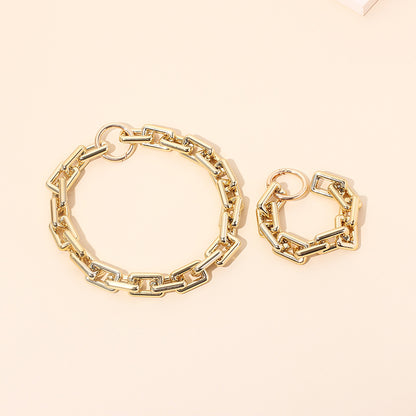 New Fashion Exaggerated Exaggerated Clavicle Chain Necklace Bracelet  Set