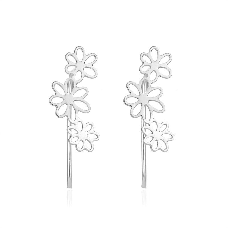 Hot Selling Simple Flower Earrings Hollow Small Flower Ear Clip Earrings Wholesale Gooddiy