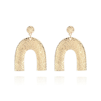 Korean Fashion New Geometric U-shaped Big Long Earrings