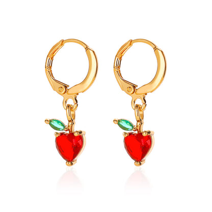 Fruit Plating Copper Artificial Gemstones Earrings