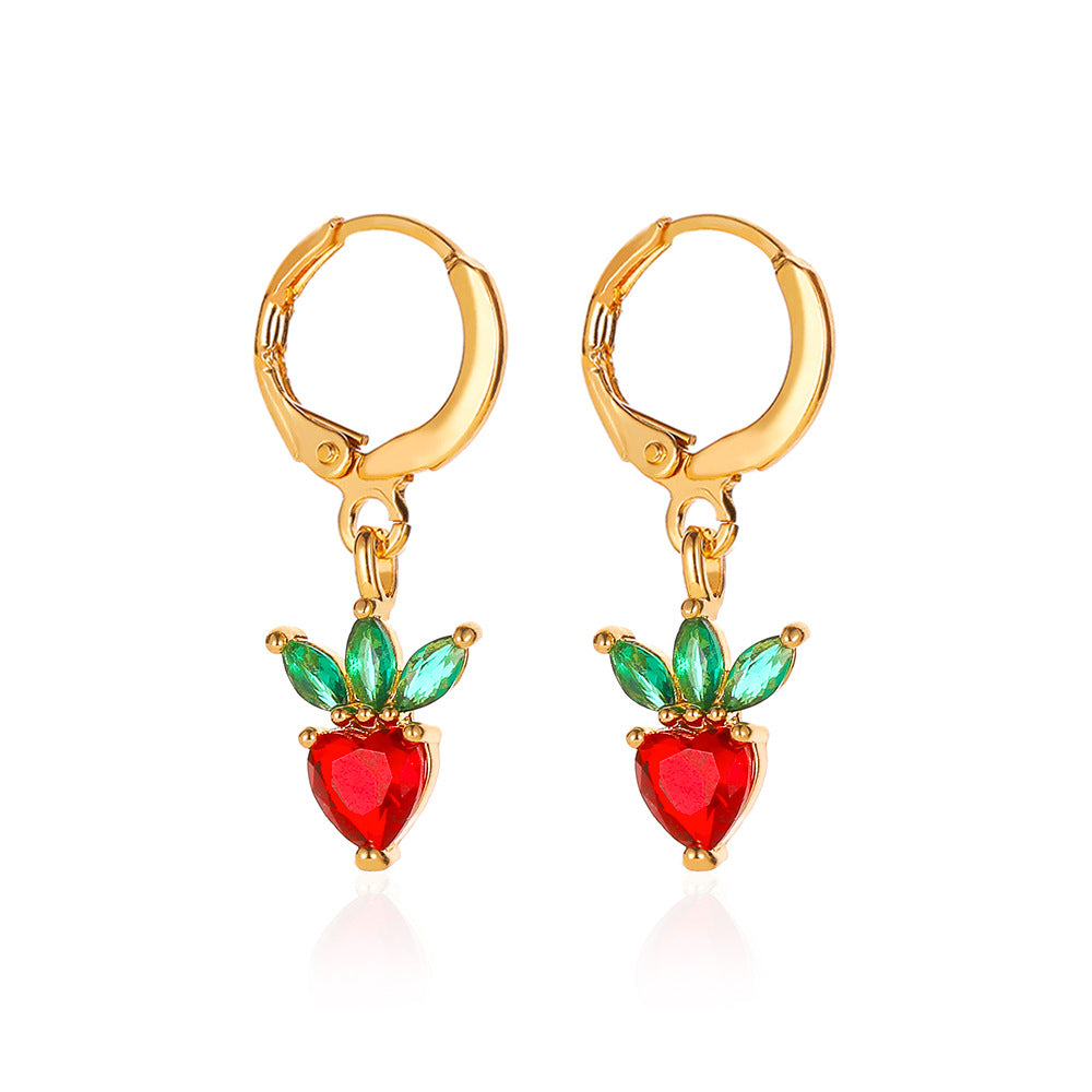 Fruit Plating Copper Artificial Gemstones Earrings