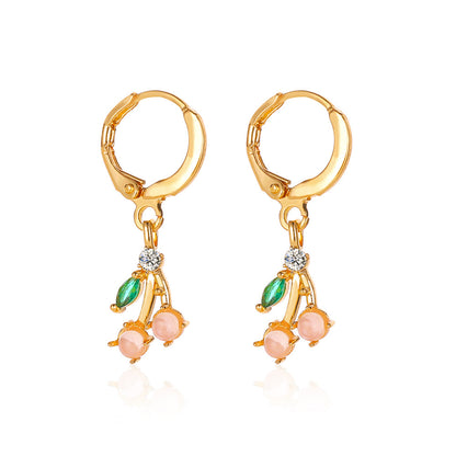 Fruit Plating Copper Artificial Gemstones Earrings