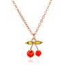 Sweet Diamond Small Cherry Exquisite Copper Inlaid Zircon Fruit Necklace