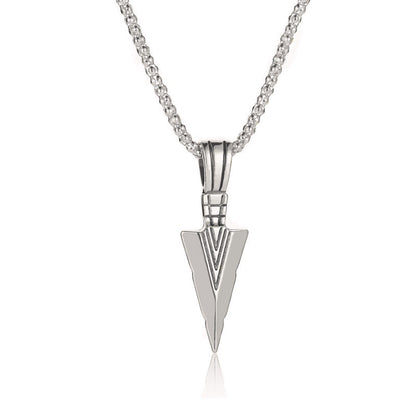 Creative Triangle Spearhead Exaggerated Metal Arrow Pendant Necklace