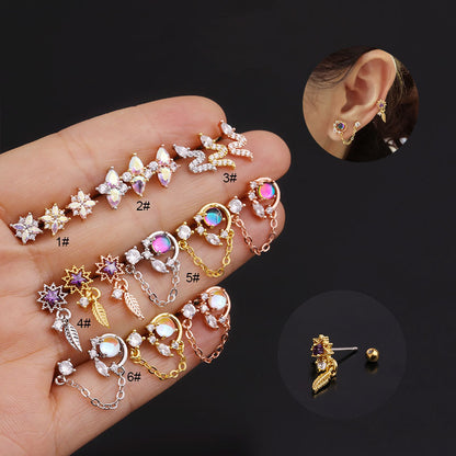 Korean New Color Zircon Stainless Steel Earrings