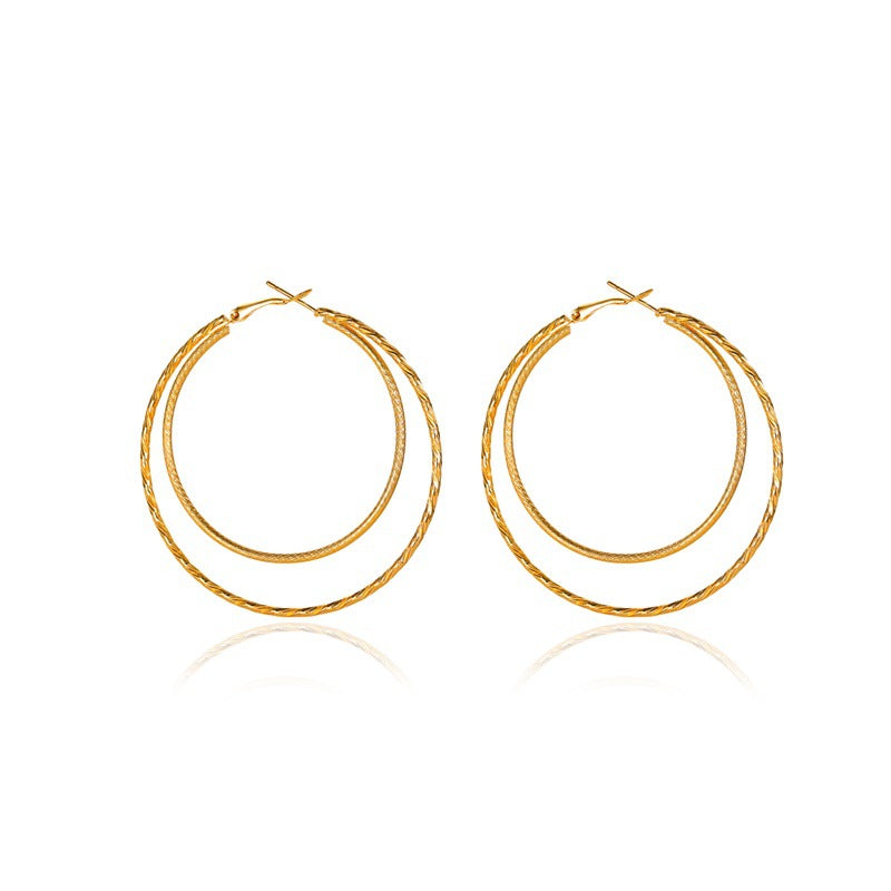 Simple  Double-layer Big Circle Earrings