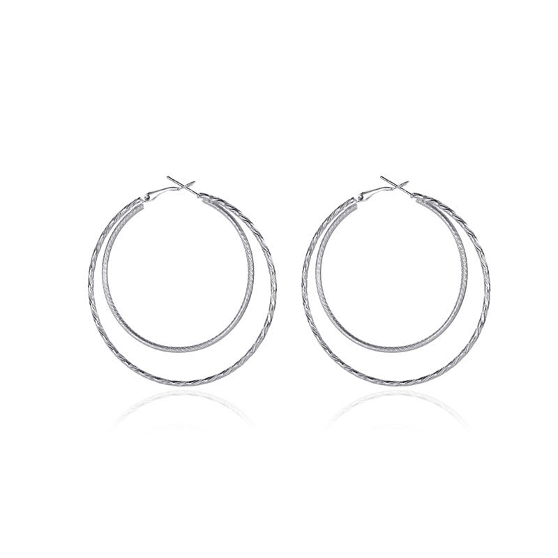 Simple  Double-layer Big Circle Earrings