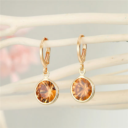 Simple Candy Color Round Crystal Zircon Earrings