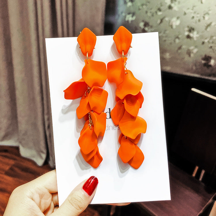 Fashion Geometric Leaf Plating Alloy Drop Earrings