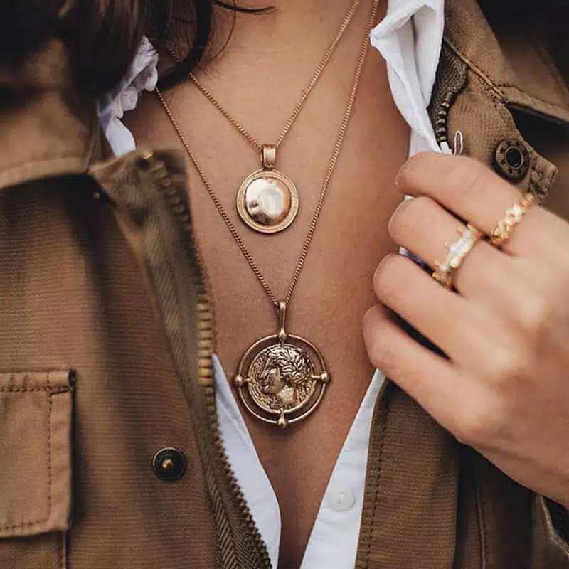 Retro Geometric Alloy Wholesale Pendant Necklace