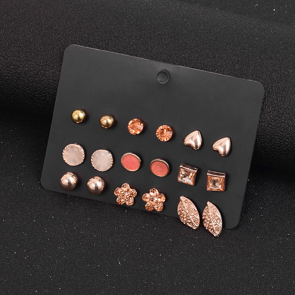 Retro Gold Earrings Set 9 Pairs