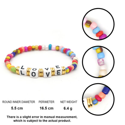 Original Boho Ethnic Wind Quartet Love Alphabet Rainbow Glass Beads Bracelet Wholesale Gooddiy