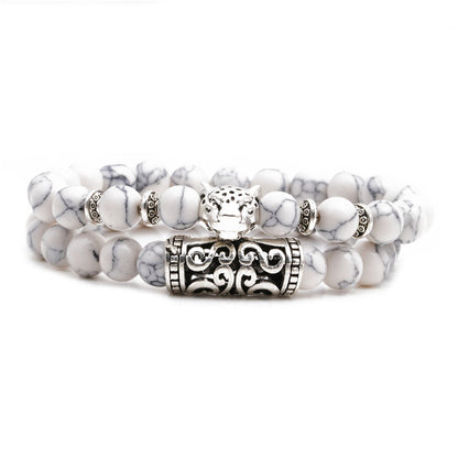 White Turquoise Owl Buddha Head Elbow Set Bracelet Lion Head Ghost Beaded Bracelet