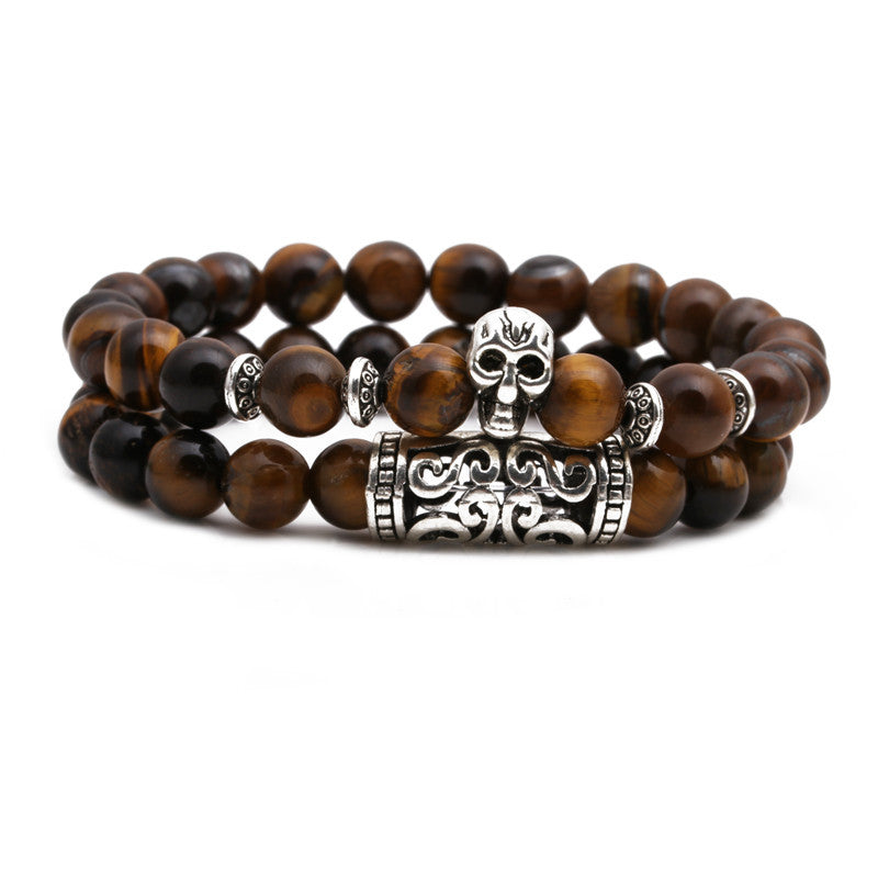 Tiger Eye Stone Owl Buddha Head Bend Set Bracelet Lion Head Elephant Beaded Bracelet