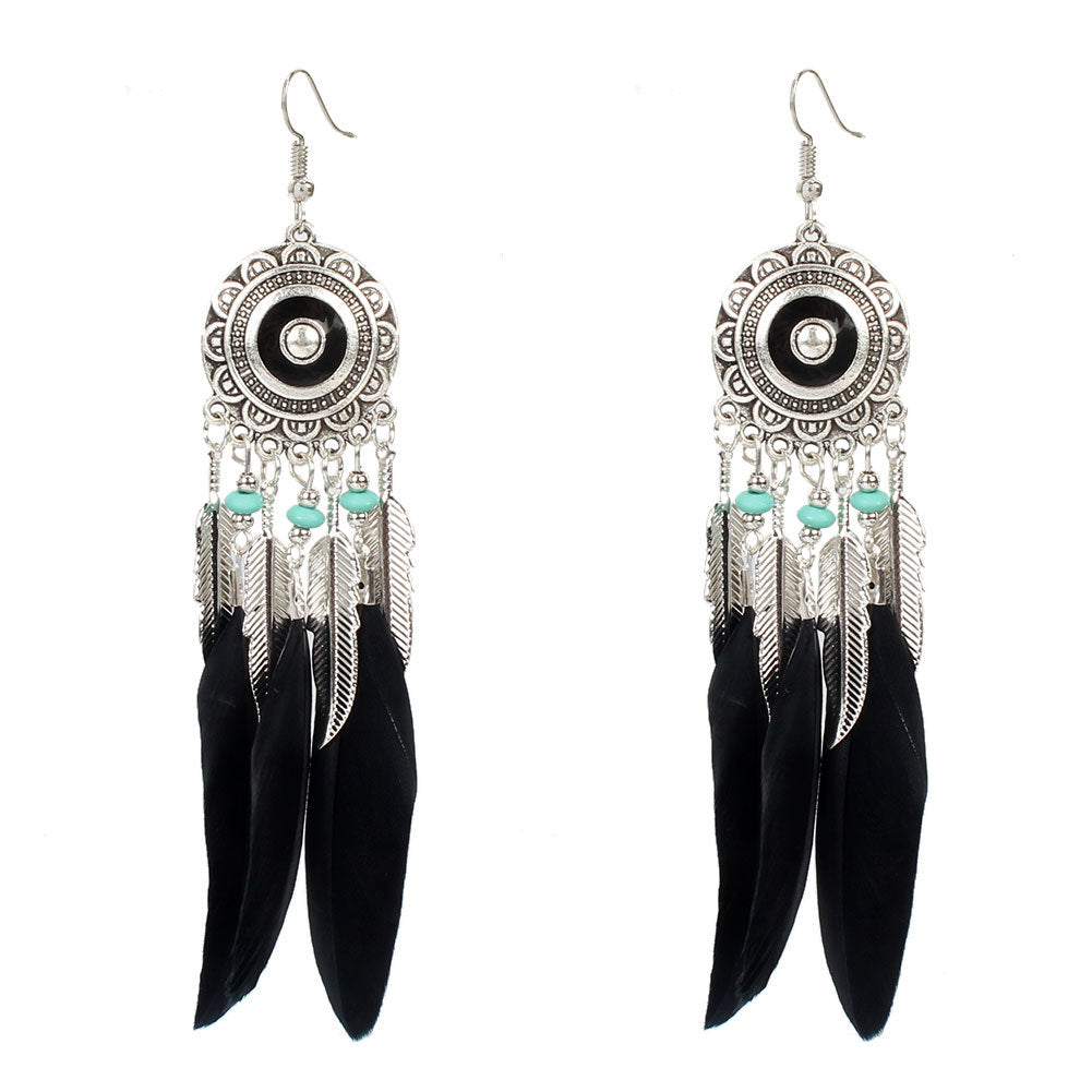 Bohemian Alloy Feather Earrings