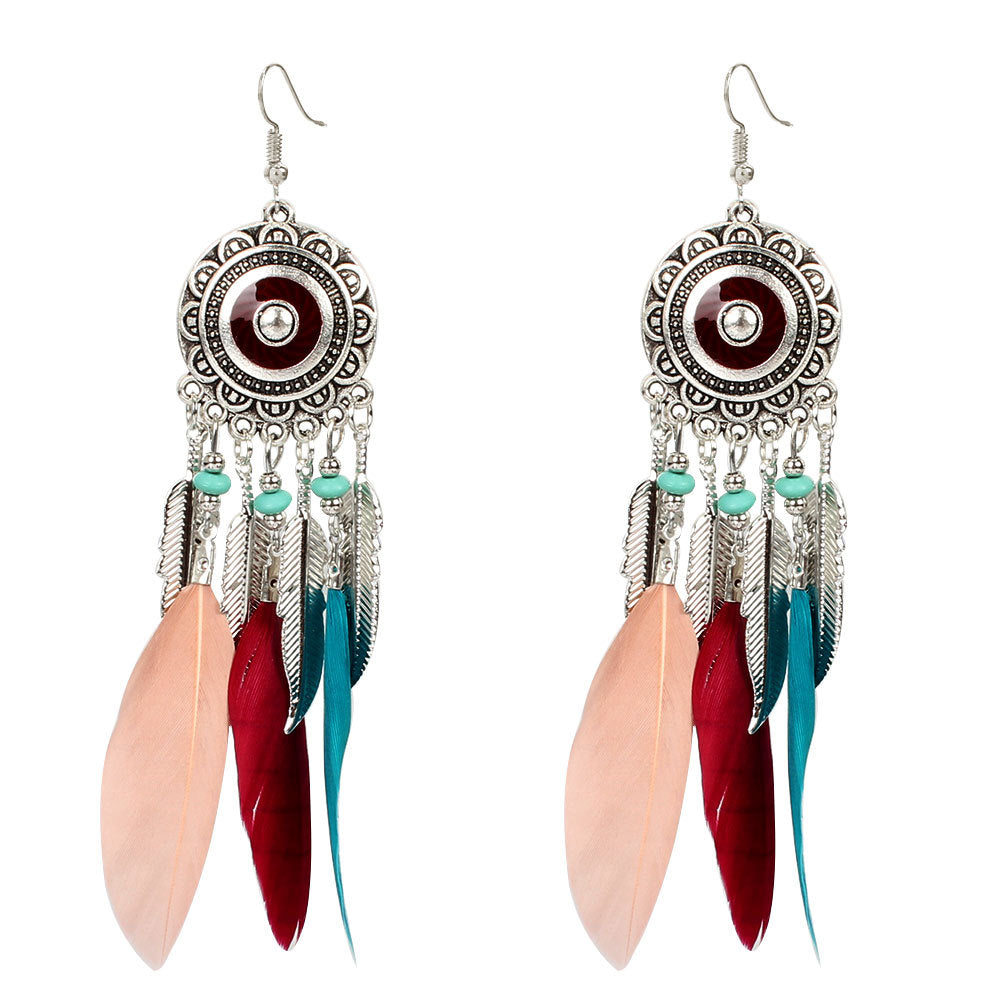 Bohemian Alloy Feather Earrings