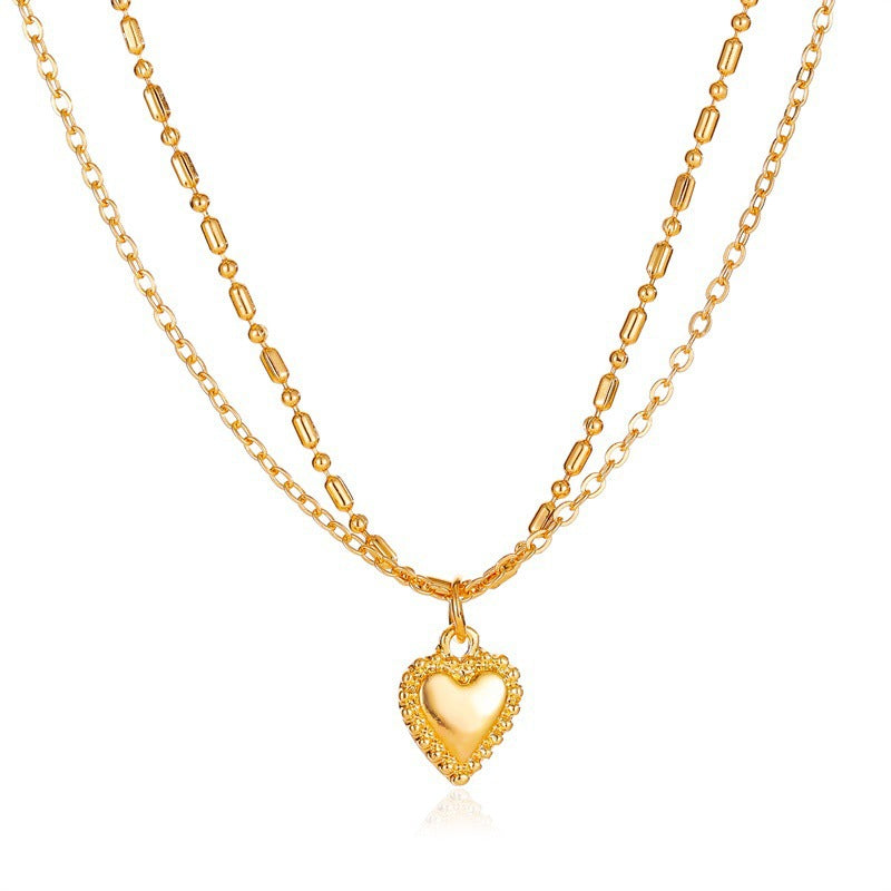 Fashion Heart-shaped Double-layer Necklace