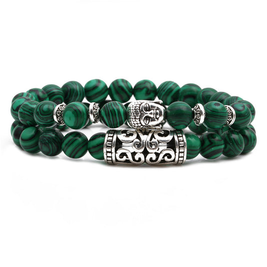 Malachite Owl Buddha Head Elbow Set Bracelet Lion Head Elephant Beaded Bracelet