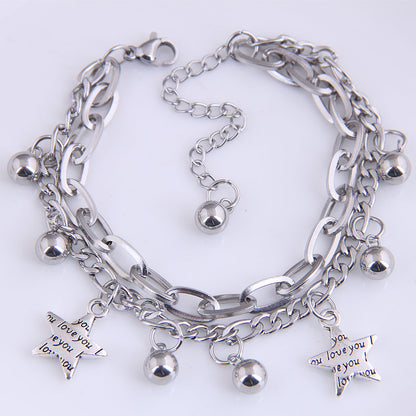 Korean Steel Fashion Hip-hop Simple Personality Double-layer Bracelet