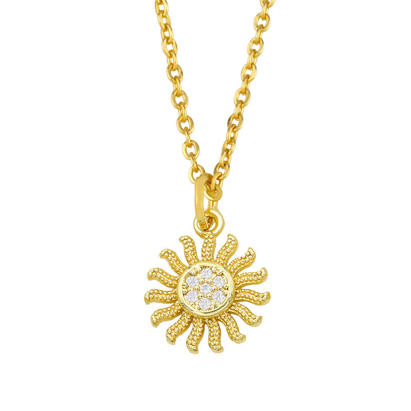 Simple Wild Sun Moon Diamond Necklace