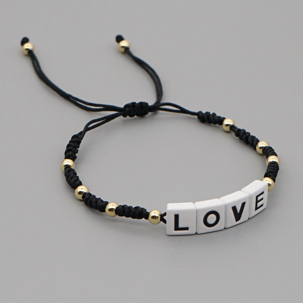 Alloy Enamel Beads Handmade Gold Braided Hand Rope Small Bracelet