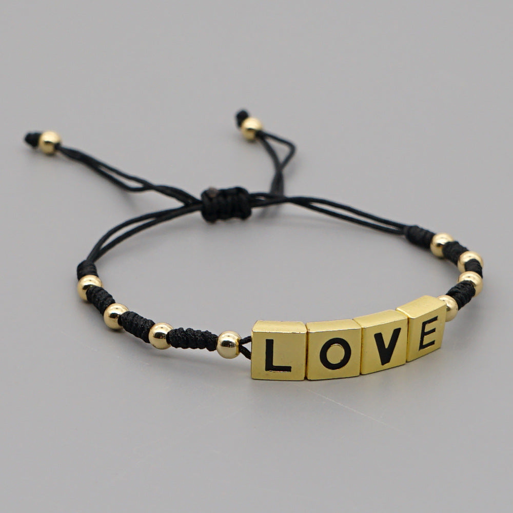 Alloy Enamel Beads Handmade Gold Braided Hand Rope Small Bracelet
