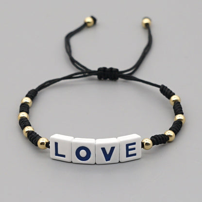 Alloy Enamel Beads Handmade Gold Braided Hand Rope Small Bracelet