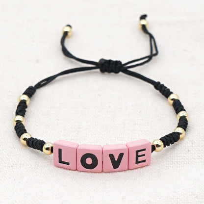 Alloy Enamel Beads Handmade Gold Braided Hand Rope Small Bracelet