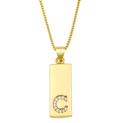 Simple Rectangle 26 Letter Necklace