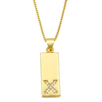 Simple Rectangle 26 Letter Necklace