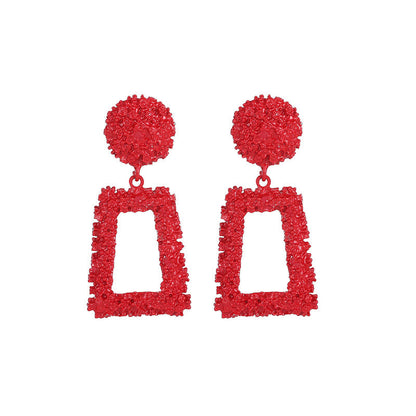 1 Pair Simple Style Round Square Patchwork Alloy Chandelier Earrings