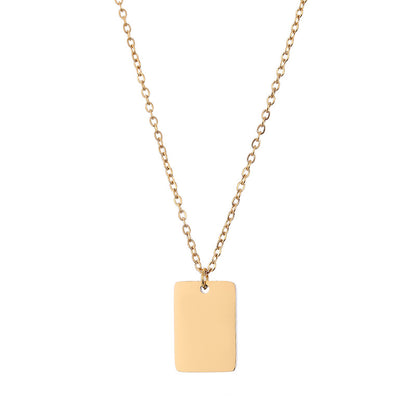 New Stainless Steel Square Simple Gold-plated Necklace