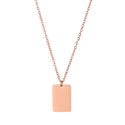 New Stainless Steel Square Simple Gold-plated Necklace