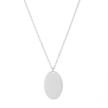 New Stainless Steel Oval Glossy Necklace